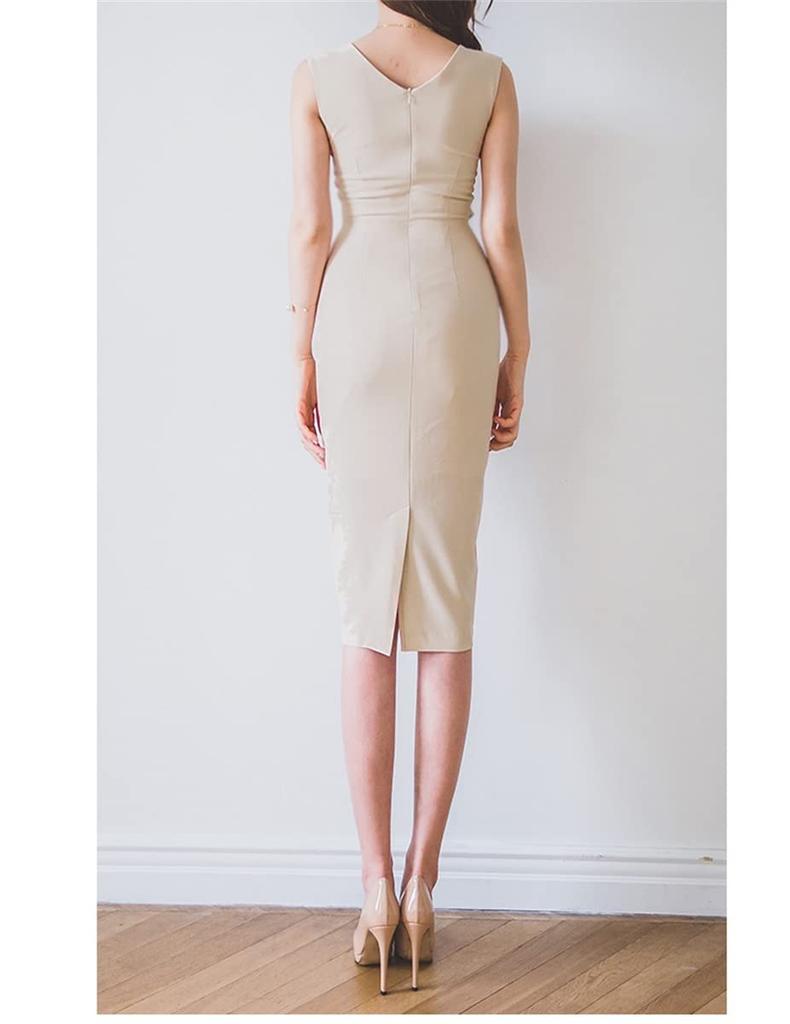YUANYUAN Sleeveless Tight Party Club Limbo High Size Women's Dress, Fit, Dress, Dress, Cache-Coeur Dress, Dress, Sleeveless, Knee-Length, Slit, Waist,