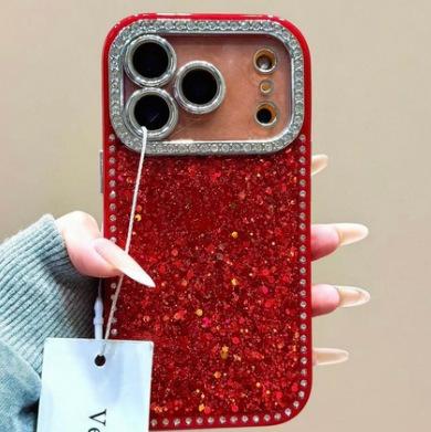 

Края с блестками из эпоксидной смолы для чехла мобильного телефона iPhone17Pro Apple 16Pro Новый год 15Pro Красный 14Pro iPhone17