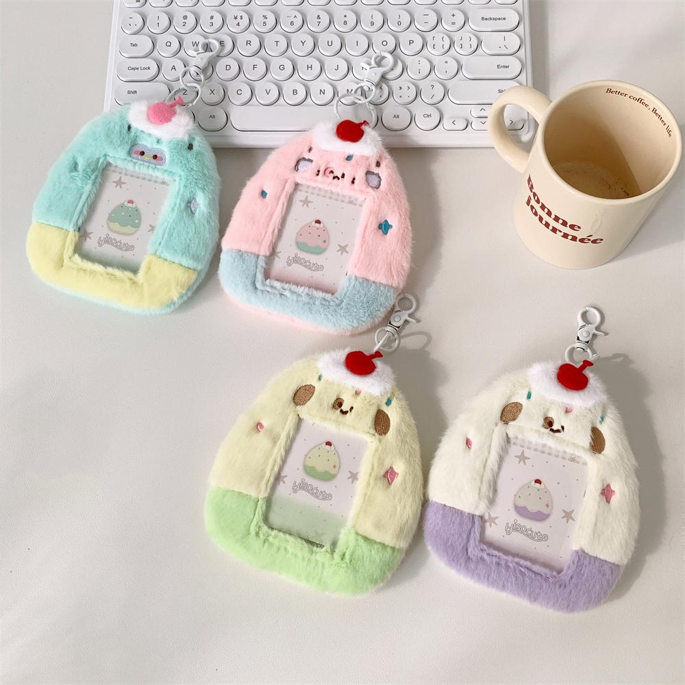 Kawaii Plush Penguin Po Card Holder Macaron Clashing Color K-Pop Idol Po Card Protector Fits 3inch Pos for Girls
