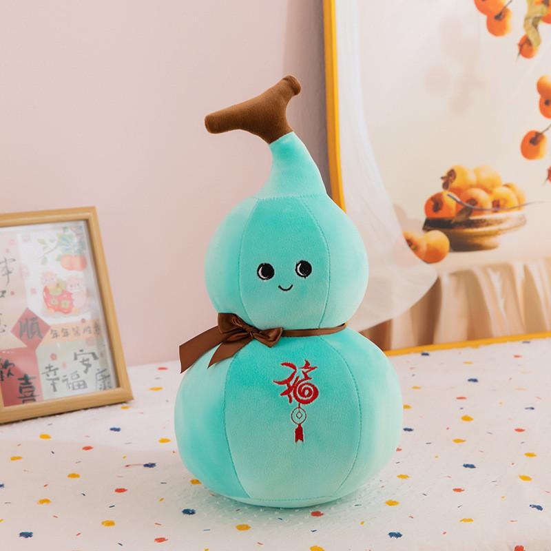 Plush Gourd Doll With Embroidery Design And Bow Decor For Home Office And Gift Enthusiasts