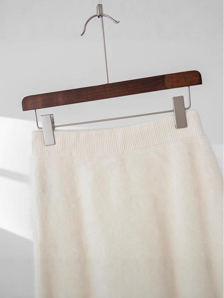 Stylish Thick Pure Cashmere Brushed Knit Slimming Skirt