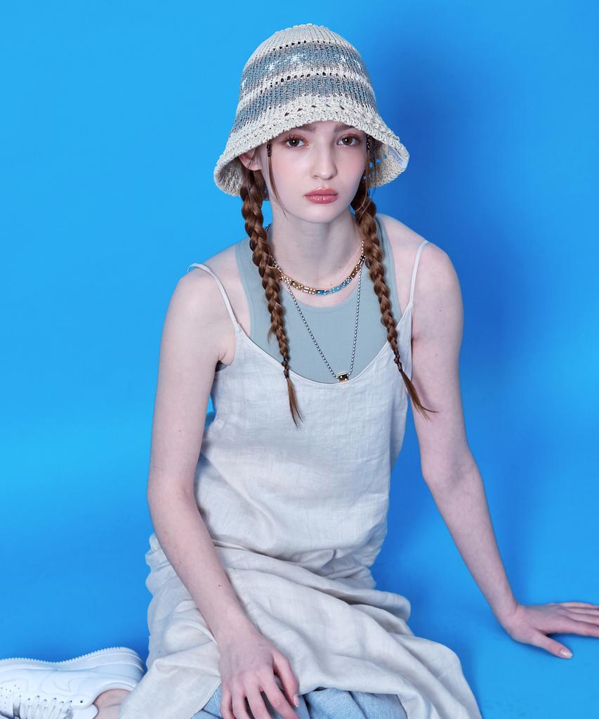 Seullipiseullib Maria Beige/Khaki Bucket Hat