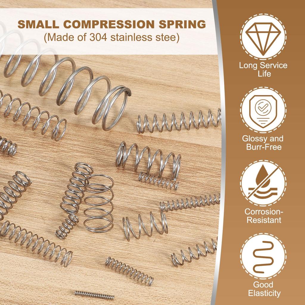 uxcell Mini Compression Springs, Compression Springs, 0.3 inch (7 mm), OD 0.02 inch (0.5