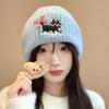 Wool Cute Puppy Embroidered Knitted Hat Children's Season New Japanese Warm Versatile Face Small Pullover Hat