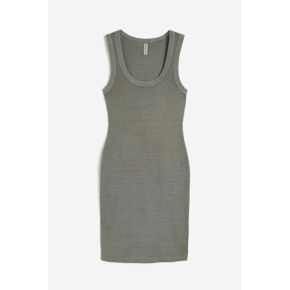 

H M ribbed bodycon dress dusty green