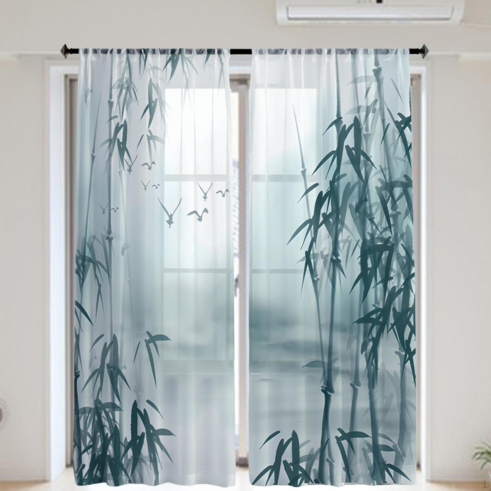 

Bamboo Digital Printing Sheer Curtain Decorative Accessories Lightweight Polyester Fabric Privacy 132x183cm