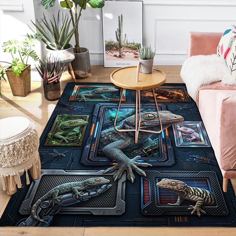 Gecko Frames Pattern Rug Floor Mat for Living Room or Bedroom Soft and Comfortable Carpet a Gift for Birthday and Holiday.