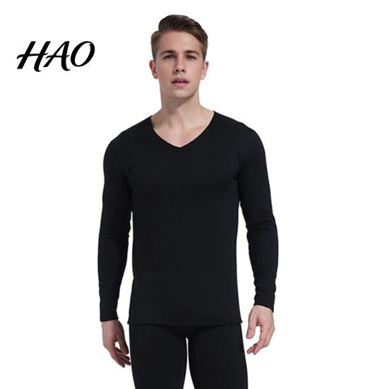 Thermal Suit 2 Pcs/Set Winter Men Underwear Set V Neck Plush Lined Seamless Long Outfit Sleeve Warm Slim Fit High Elastic Cold Weather Pajamas