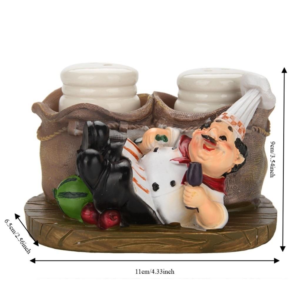 Resin Chef Seasoning Bottle Ornament Exquisite Cute Seasoning Bottle Ornament Creative Durable Chef Figurine Shaker