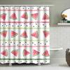 Watermelon Shower Curtain Watercolor Bath Decor For Bathroom Decoration Pink Green Stripe Design Waterproof Fabric Easy Installa