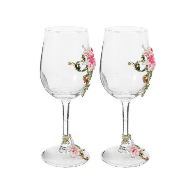 Cocktails Glasses Enamel Glass Wine Cup Standing Cup Design Wedding Celebration 2Pcs