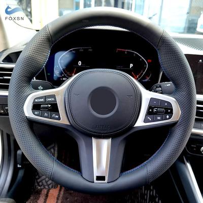 Čierno - červená modrá linka Perforovaný kožený poťah na volant pre BMW M Sport G30 G31 G32 G11 G20 G21 G01 G02 X5 G05 G14 G15