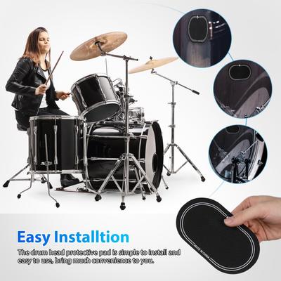2 Pcs Bass Drum Double Pedal Patch Drumhead Protector Stickers Easy Apply & Remove for Kick Drum Percussion Accessories