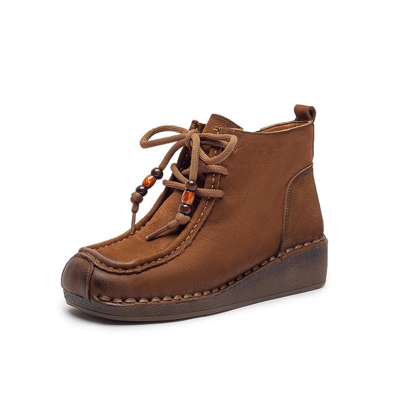 

Новые женские ботильоны на флисе с высоким голенищем, ретро клиновидный каблук, мягкая подошва, боковая молния 40 хаки