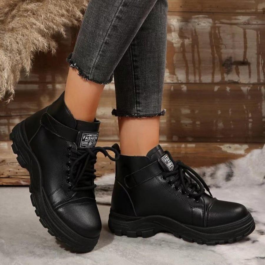 Plus Size Women's Martin Boots 2025 Fall/Winter New Arrival British Style Lace-Up Ankle Boots Fashionable Chunky Sole Short Boots