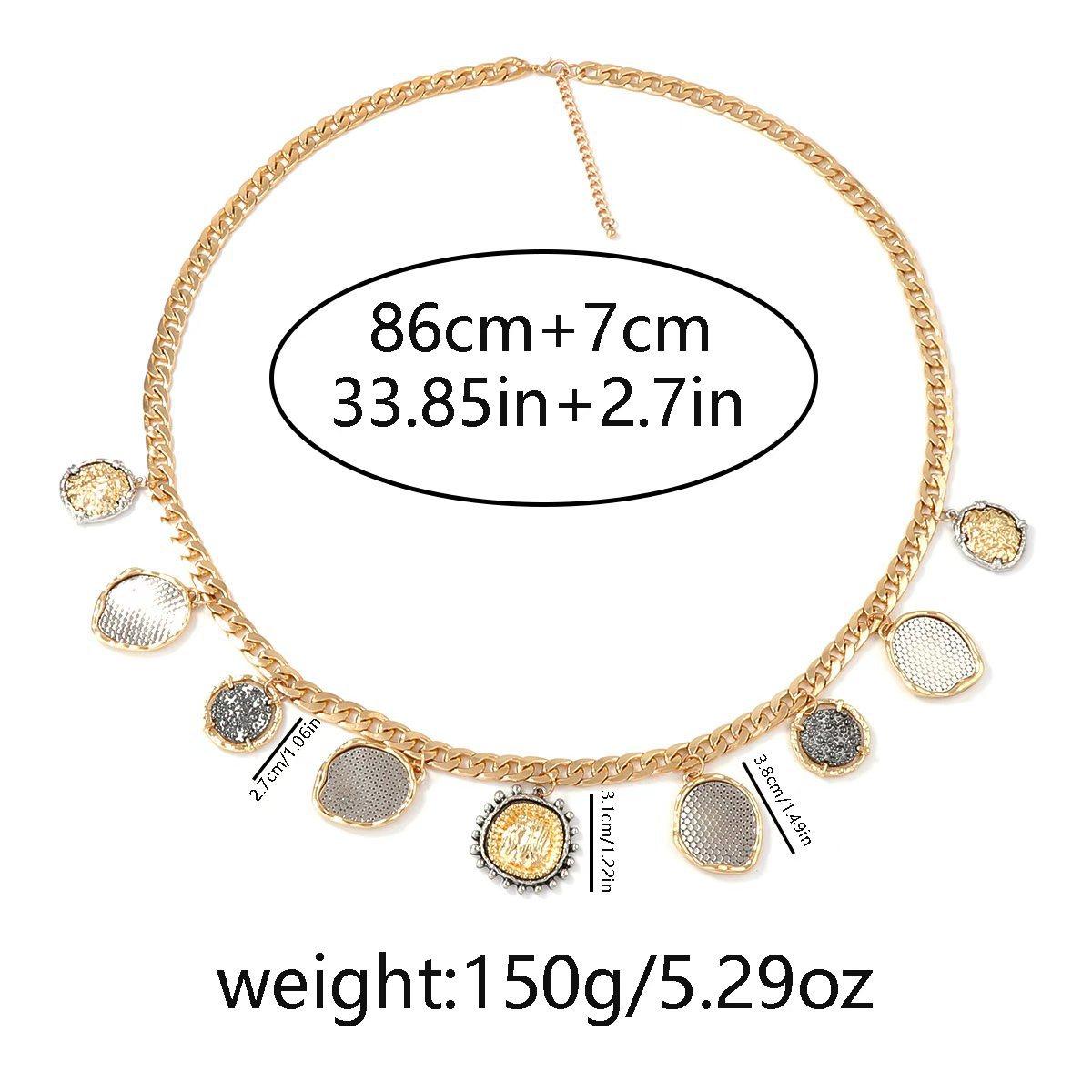 

Waist chain Simple fashion Light luxury Casual versatile alloy coin badge Geometric pendant chain Body chain