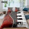 Piano Pattern Duvet Cover Microfiber Classic Music Themed 2/3Pcs Bedding Set Musical Pattern Geometric Stripe King Quilt Cover