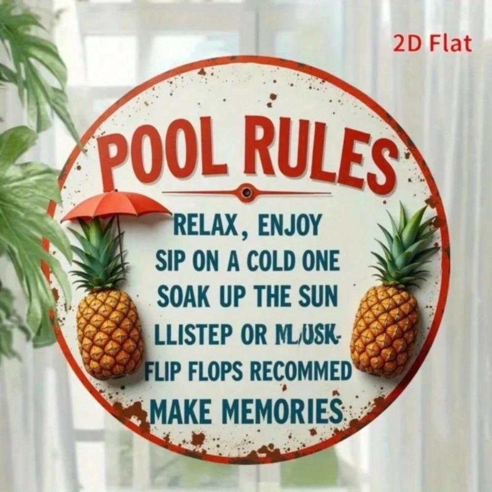 Vintage Tin Metal Sign Pool Rules Retro Wall Decor for Pub Bar Cafe