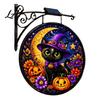 Waterproof Yard Sign Solar Halloween LED Hanging Light Outdoor Lighted Festive Path Lights Decor for Porch Garden Halloweens Party Wall Ornament