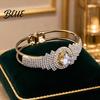Women Buckle Bracelet Bangle with Opening Closing Design Sparkling Cubic