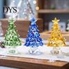 Decorative Glazed Craft for Office Hand Blown Glass Christmas Tree Figurine, Faux Crystal Holiday Tabletop Ornament, Compact Ornament Window