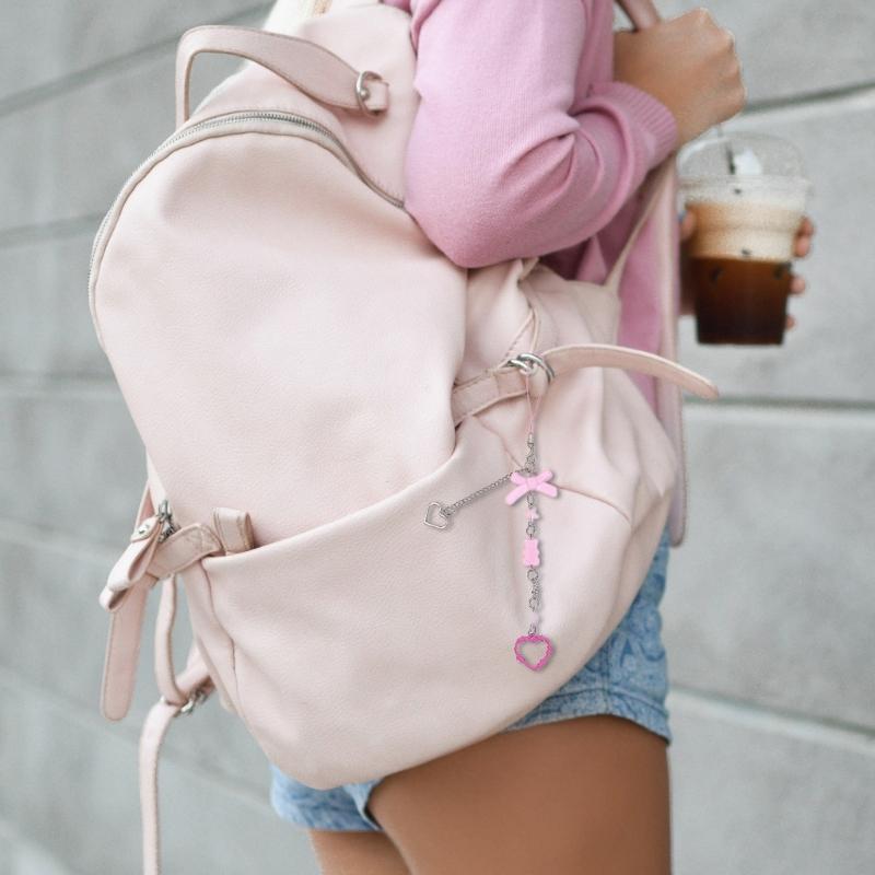 Bowknot Phone Chain Pink Phone Charm Bowknot Bag Accessory Bag Ornament Phone Pendant Acrylic Material for Phone Bag