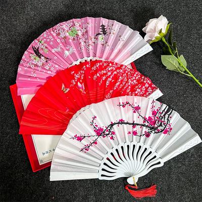 7inch Plastic Folding Fan Chinese Style Women's Student Summer Traditional Folding Fan Dance Folding Fan