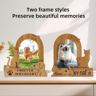 Dog Cat Memorial Picture Frame Vintage Wooden Tabletop Photo Frame Sympathy Gifts for Loss of Loved Pet