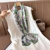 New Double-sided Heterochrome Silk Flower Dill Silk Scarf for Women's High-end Sense 111% Mulberry Silk Long Silk Scarf Versatile Fashion Streamer