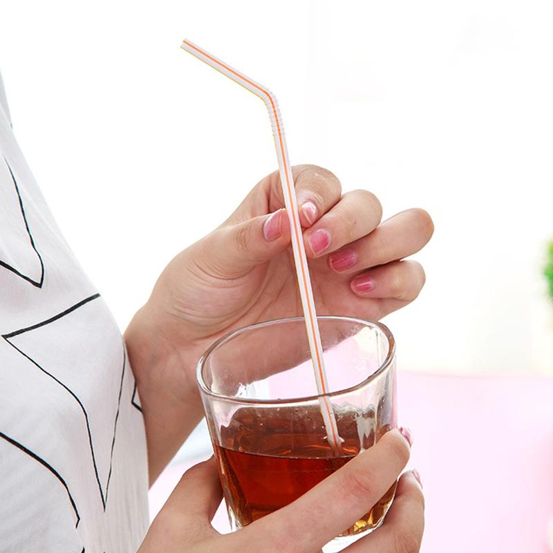 Portable.Party 50/100Pcs Multifunction Tea Juice Plastic Disposable Bendable Flexible Children Drinking Straws Elbow Straw  Jewelry Accessory