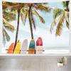 Summer Beach Surfboard Tapestry Vintage Surfs Up Palm Tree Seaside Wall Hanging Nature Wall Tapestries Surfing Home Decorations