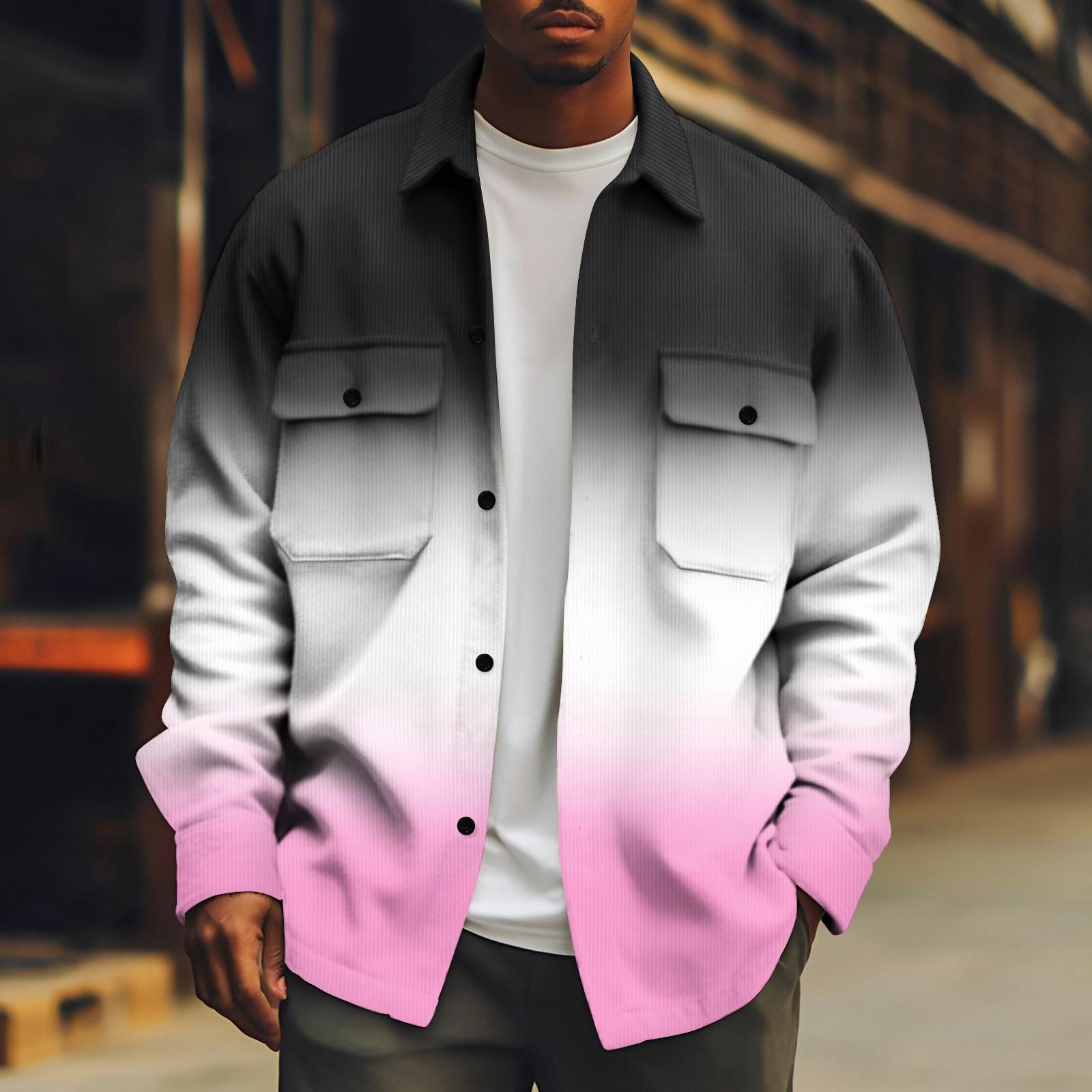 

Мужское зимнее повседневное толстое пальто с длинными рукавами и пуговицами с принтом XXL розовый