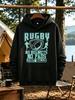 Men'S Rugby Graphic Hoodie Casual Daily Wear Rugby Player And Ball Print Vintage Style Long Sleeve Regular Fit Top for Sports Trai