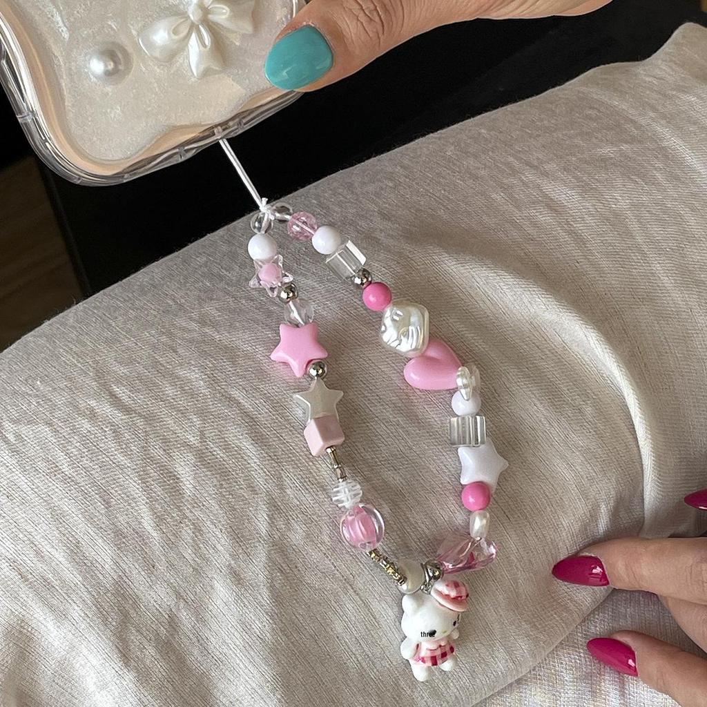 Stylish Floral Pearl Beaded Phone Lanyard for Women – Light Luxury, High-End Feel, Anti-Lost Chain