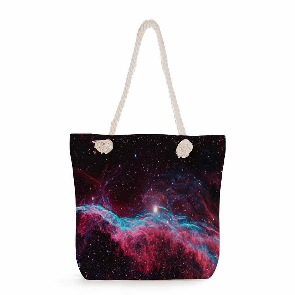 Starry sky print thick rope single-shoulder beach bag 7285 CLE
