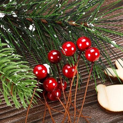 20 piezas de bolas redondas navideñas de espuma de simulación de bayas, frutas, cerezas, frutos rojos pequeños, peonías, suministros navideños, accesorios, adornos de bayas