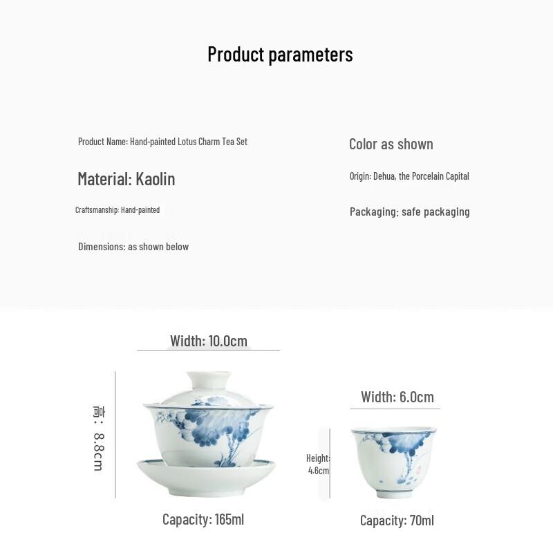 Sushic Hand-painted Blue & White Ceramic Gaiwan Tea Set