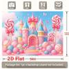 2D Pastel Candy Castle Backdrop, Princess Birthday Lollipop Background