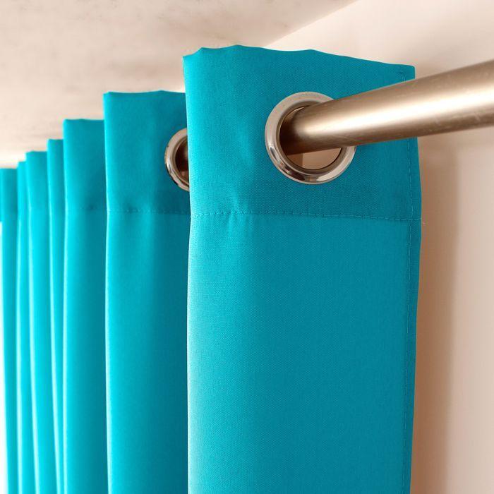 Rideau à œillets uni "basic" 140x240cm turquoise