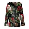 Women's Fashion Casual Slit Hem Round Neck Long Sleeve Loose  Printed T-Shirt Ladies Top