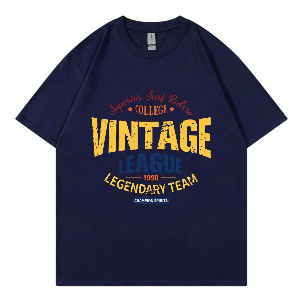 Summer Men's Retro Fashion Letter Print 100% Pure Cotton T-shirt, Loose and Breathable, Street Round-neck Short-sleeved Top