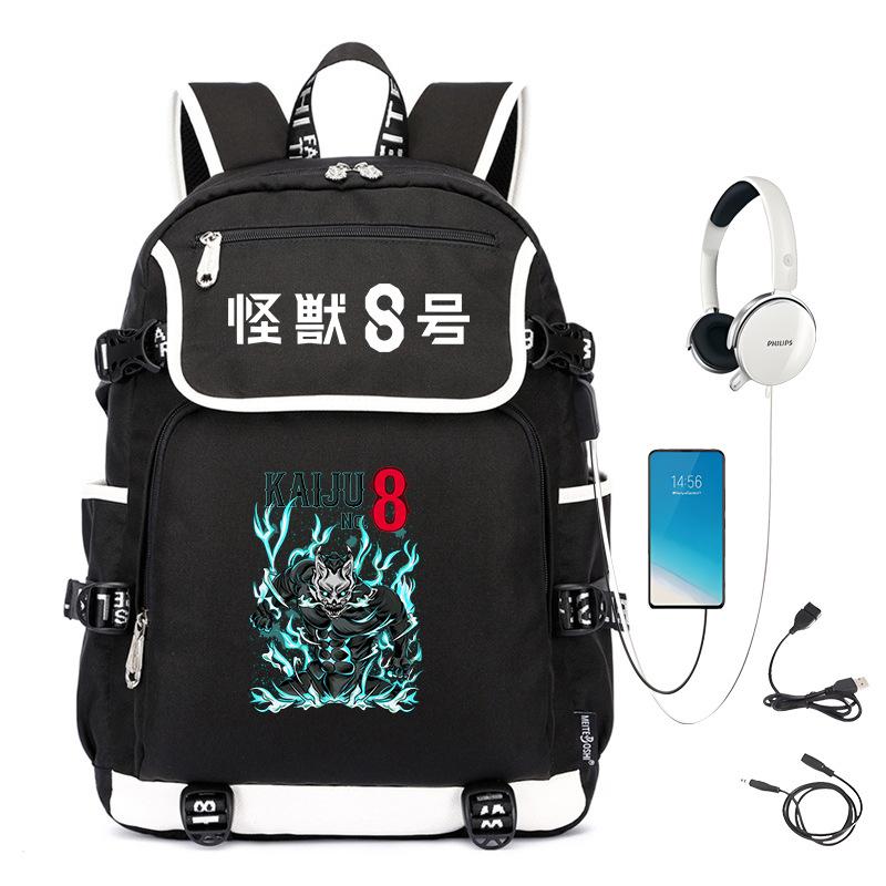Monster No. 8 Peripheral Personalized Printed Backpack with USB Interface Cross-border Korean Edition Student Leisure School Bag