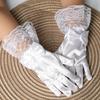 1Pair Lace Sweet Princess Wedding Party Short Polyester Thin Girls Gloves Bow Mittens