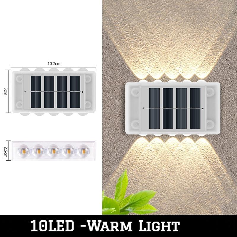 10/8/6LED Solar Wall Lamp Outdoor Waterproof Up and Down Luminous Lighting for Garden Fence Decoration Sunlight Light