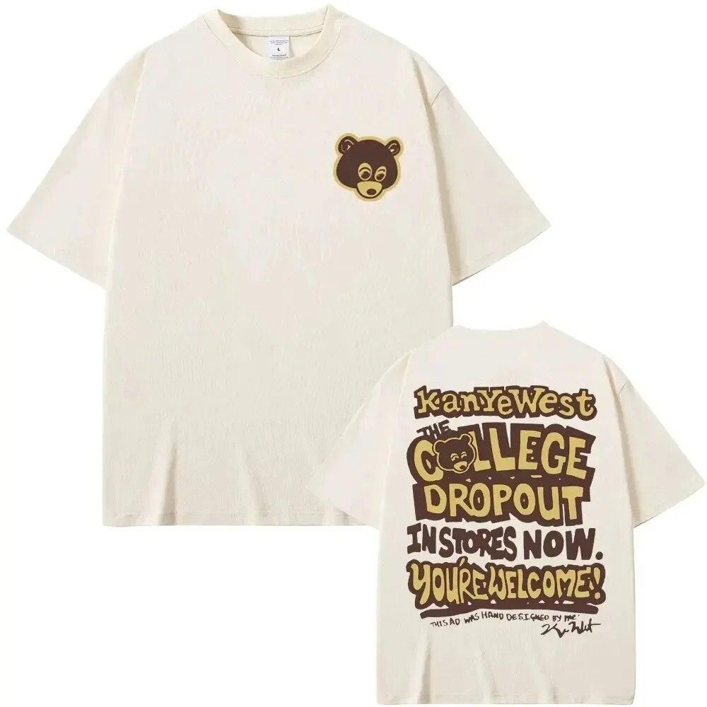 Beste kjente Kanye West The College Dropout Grafikk T-skjorte Unisex WoUnisex Hip Hop Rap Vintage T-skjorter Unisex Casual T-skjorte Unisex