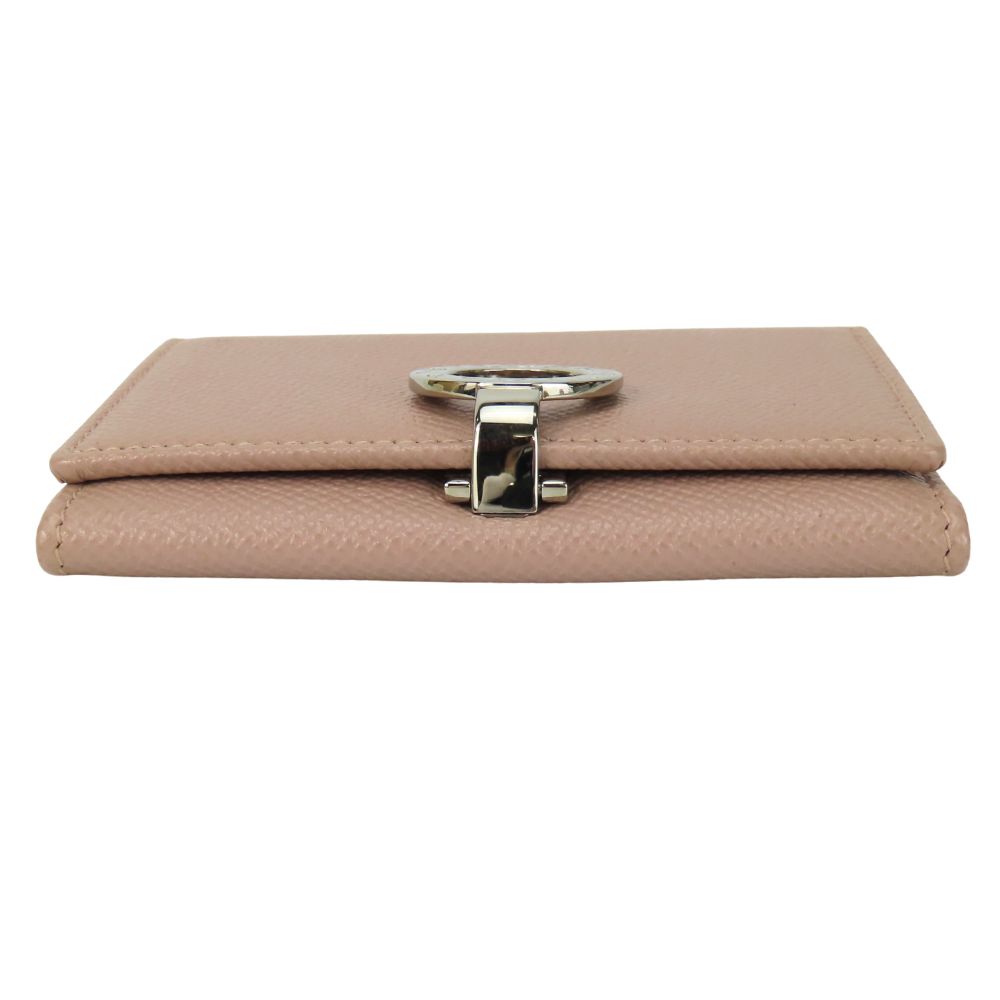 Used BVLGARI Card Case Bulgari Bulgari leather pink beige Clip type