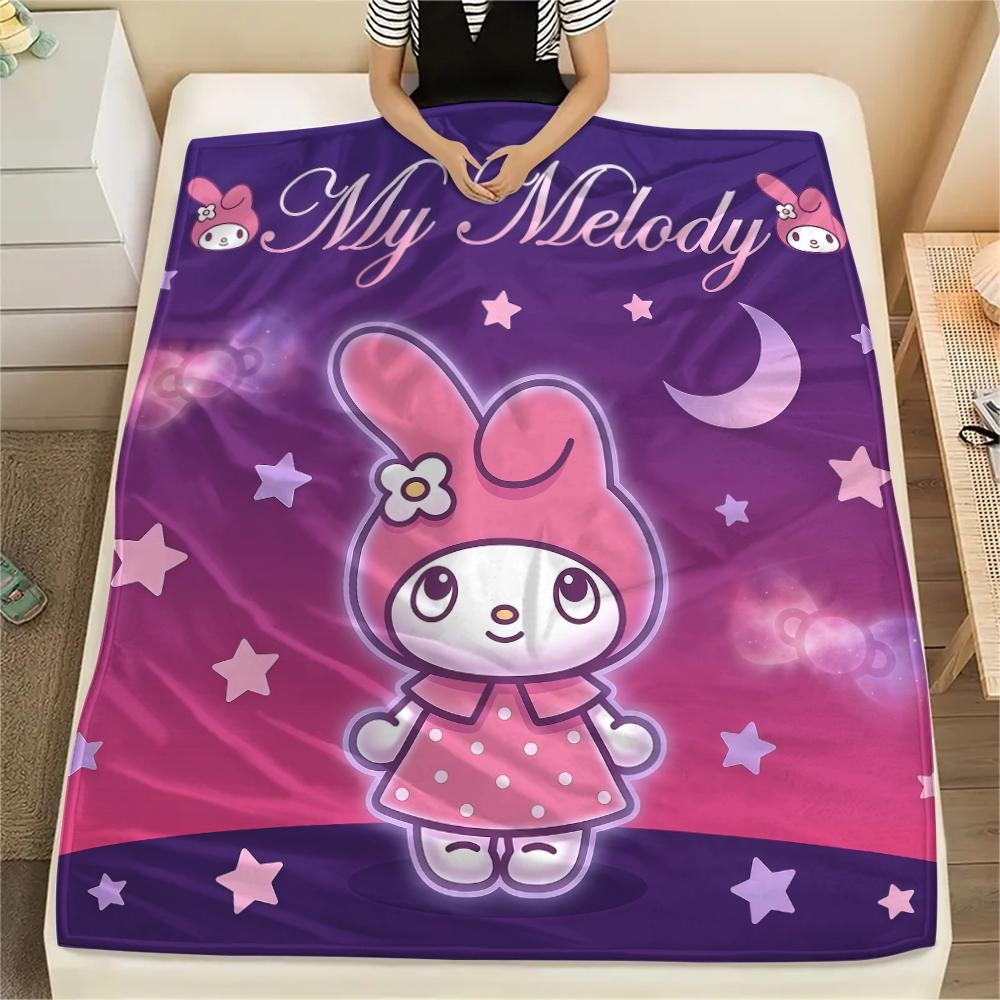 1PC My Melody Pink Print Flannel Blanket, High quality All Seasons, Home Decor, Warmth and Comfort, Perfect for Christmas Gifts
