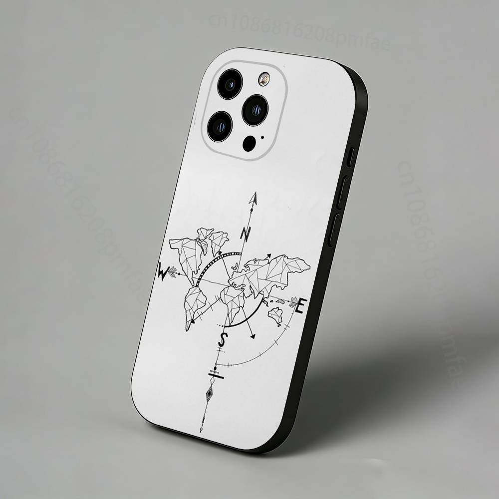 

Compass Slim Back Phone Case for iPhone 17,16,15,14,13,12,11 Pro,Max,Plus,X,XS,XR,SE,Mini Protective Cover iPhone12