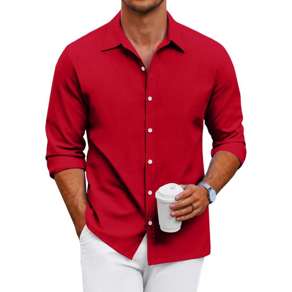 Men's Loose-fitting Casual Button-down Long-sleeved Shirt