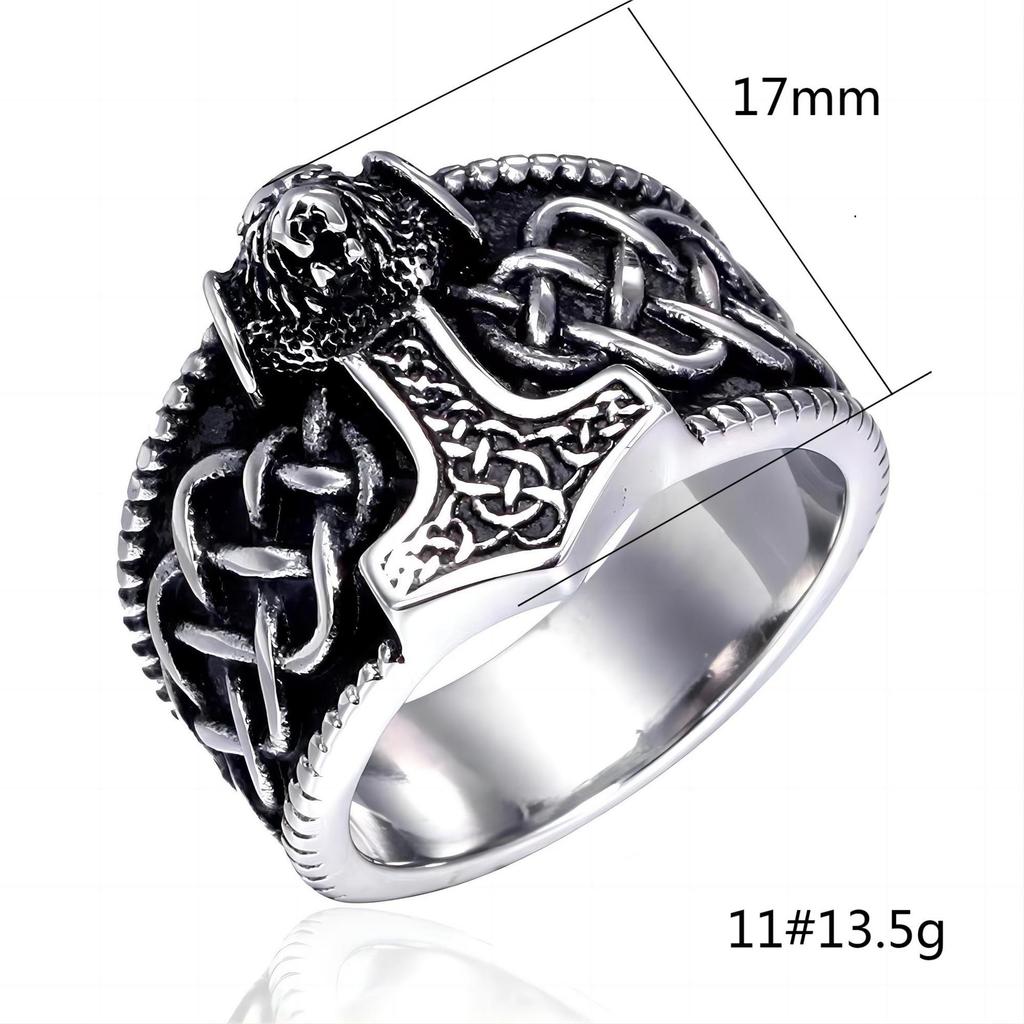 Retro Viking Thor Hammer Stainless Steel Men's Ring